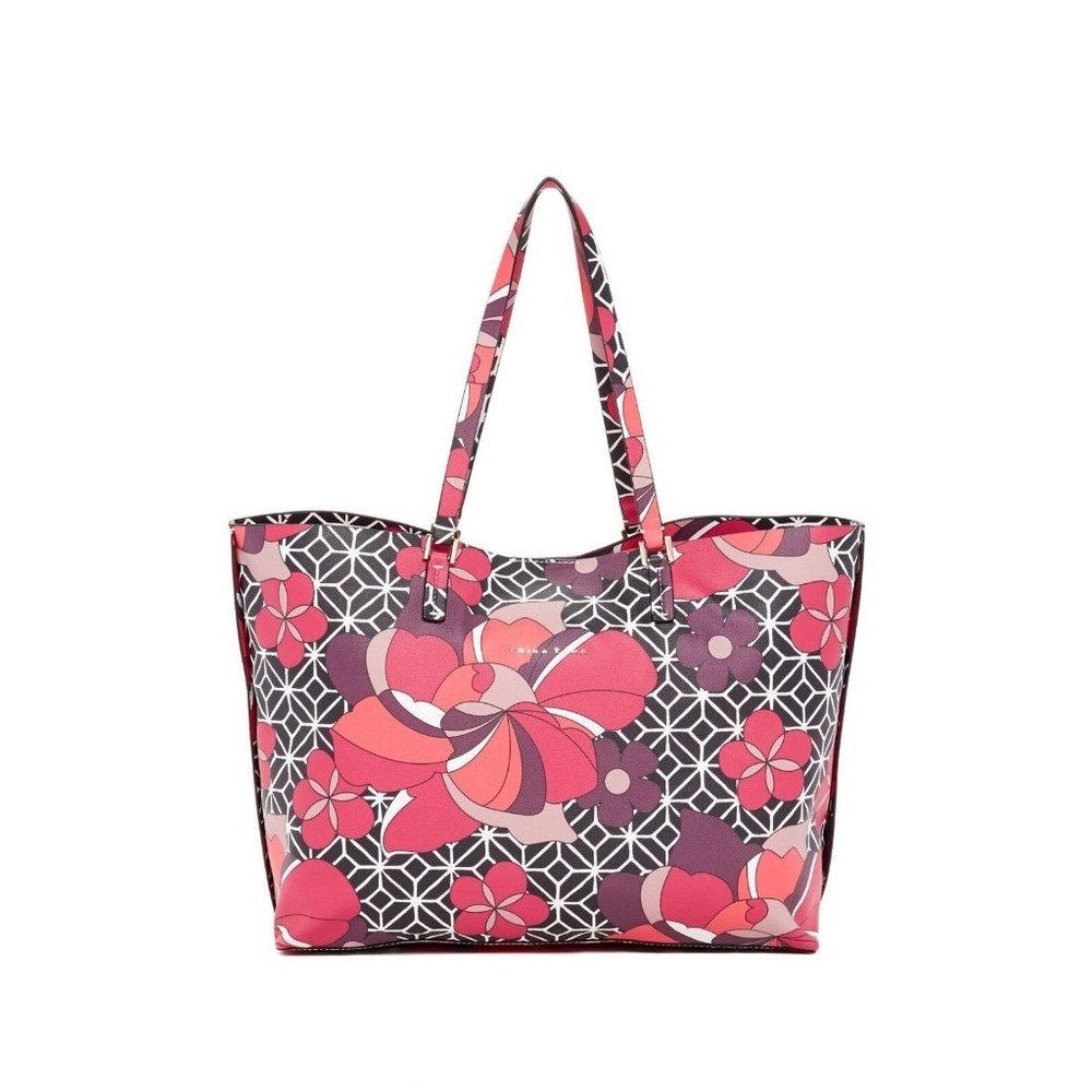 TRINA TURK Crosiere Tote BLOSSOM TRELLIS 6CRS24VY Floral Bag DUAL TOP HANDLES
